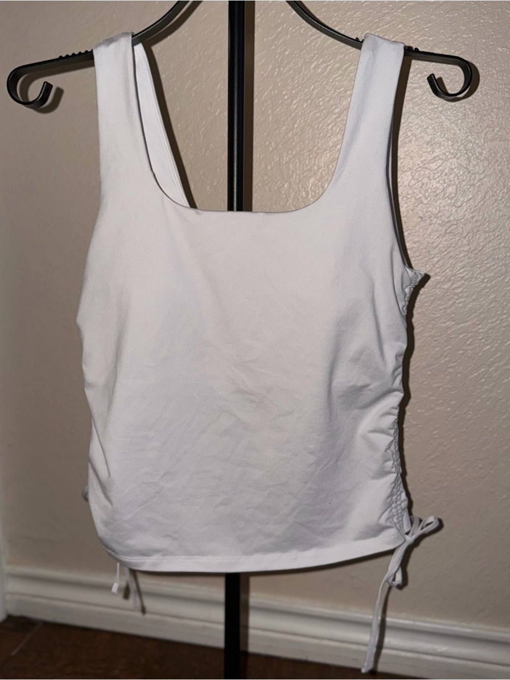 Fabletics White Square-Neck Tank with Side Ties